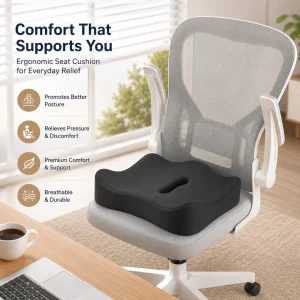 Ergonomic Memory Foam Lumbar Support Cushion Breathable Back Pad for Car Office