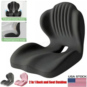 2-in-1 Ergonomic Back and Seat Cushion with Lumbar Support Tailbone Pain Relief