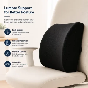Memory Foam Lumbar Support Cushion Back Waist Pillow Car Office Home Chair Pad